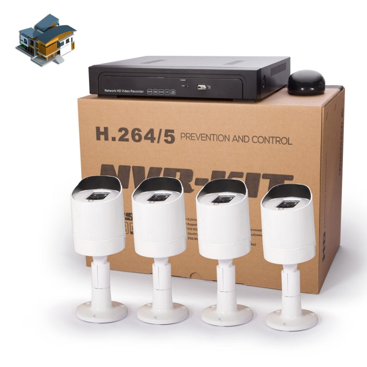 N4B3Poe 4Ch 720P P2P ONVIF 1.0 Mega Pixel IP Camera NVR Kit, Support Night Vision / Motion Detection, IR Distance: 20m, N4B3Poe/Kit