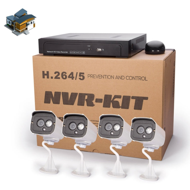 N4B7MPoe 4Ch 720P P2P ONVIF 1.0 Mega Pixel IP Camera NVR Kit, Support Night Vision / Motion Detection, IR Distance: 20m, N4B7MPoe/Kit