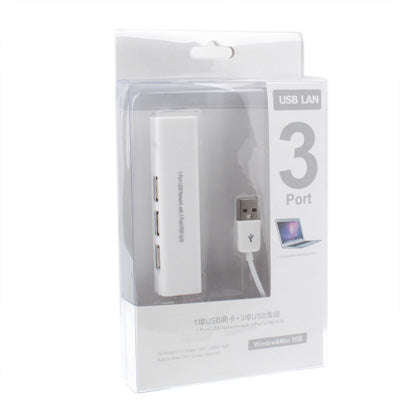 1 Port USB Network With 3 Port USB Hub To Female RJ45 Ethernet Lan Adapter Card, USB 2.0