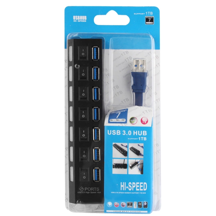 7 Ports USB 3.0 HUB, Super Speed 5Gbps, Plug and Play, Support 1TB, 7 Ports (Black), 7 Ports (White)