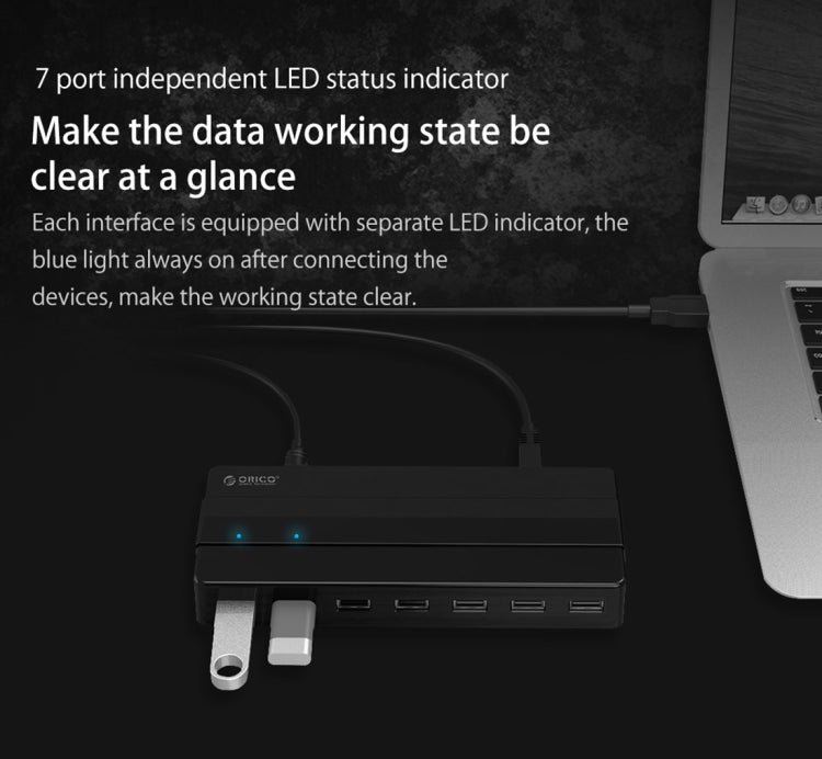 Orico H7928-U2-V1 Desktop 7 Ports USB 2.0 HUB with Power Adapter, USB 2.0