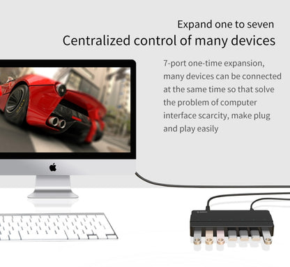 Orico H7928-U2-V1 Desktop 7 Ports USB 2.0 HUB with Power Adapter, USB 2.0