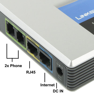 Unlocked LINKSYS SPA2102 VOIP PSTN Phone Adapter with 2x FXS + WAN Port, 2x FXS + WAN Port