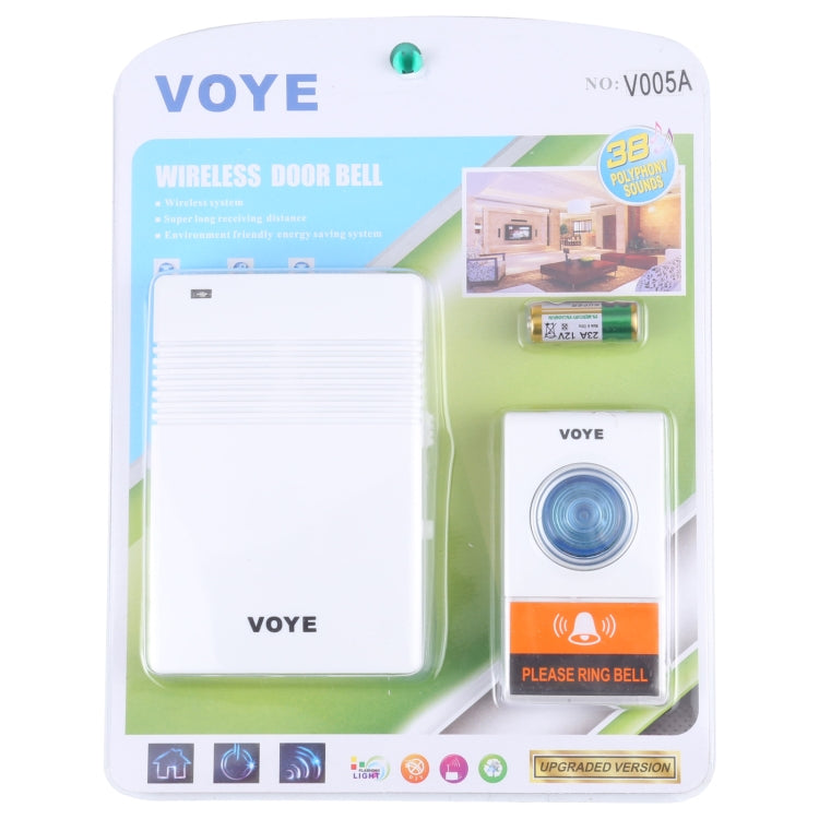 VOYE V005A Wireless Remote Doorbell with 38 Polyphony Sounds, V005A