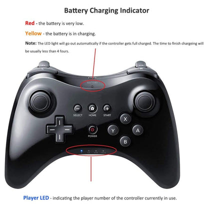 High Performance Pro Controller for Nintendo Wii U Console, For-WII U(Black)