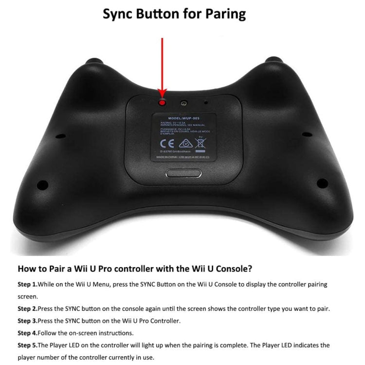 High Performance Pro Controller for Nintendo Wii U Console, For-WII U(Black)