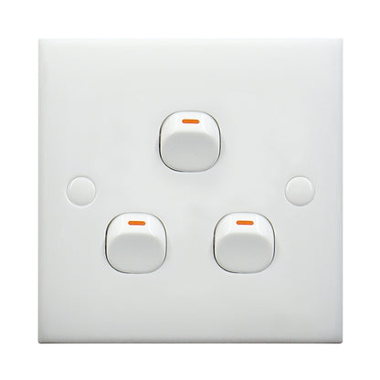 Electric Wall Switch (Size: 86 x 86mm), 3 Switch