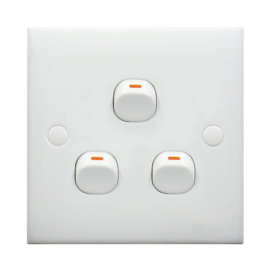 Electric Wall Switch (Size: 86 x 86mm), 3 Switch