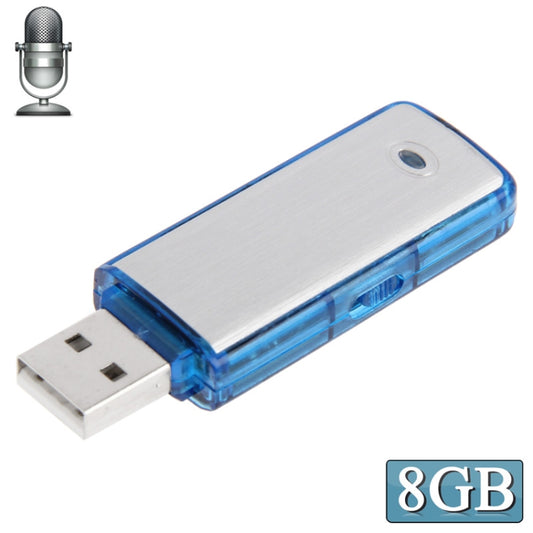 USB Voice Recorder + 8GB USB Flash Disk, 8GB (Blue)
