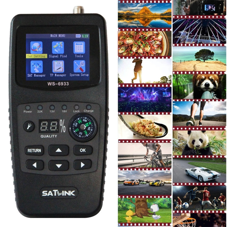 SATLINK WS6933 Portable Digital Satellite Finder Meter, 2.1 inch LCD Colour Screen, DVB-S2/S Signal Pointer, WS6933