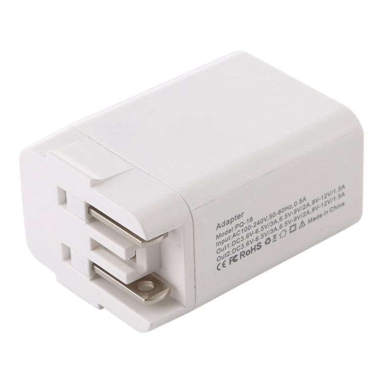 5 in 1 18W Power Adapter Plug Adapter Convertible US + UK + EU + AU Plug, 5 in 1