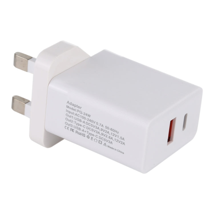 24W PD + QC3.0 Fast Charger Power Adapter Plug Adapter UK Plug, 24W UK Plug