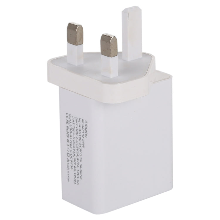 24W PD + QC3.0 Fast Charger Power Adapter Plug Adapter UK Plug, 24W UK Plug