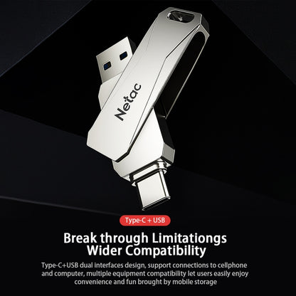 Netac U782C 32GB USB-C / Type-C + USB 3.0 360 Degrees Rotation Zinc Alloy Flash Drive OTG U Disk, 32GB