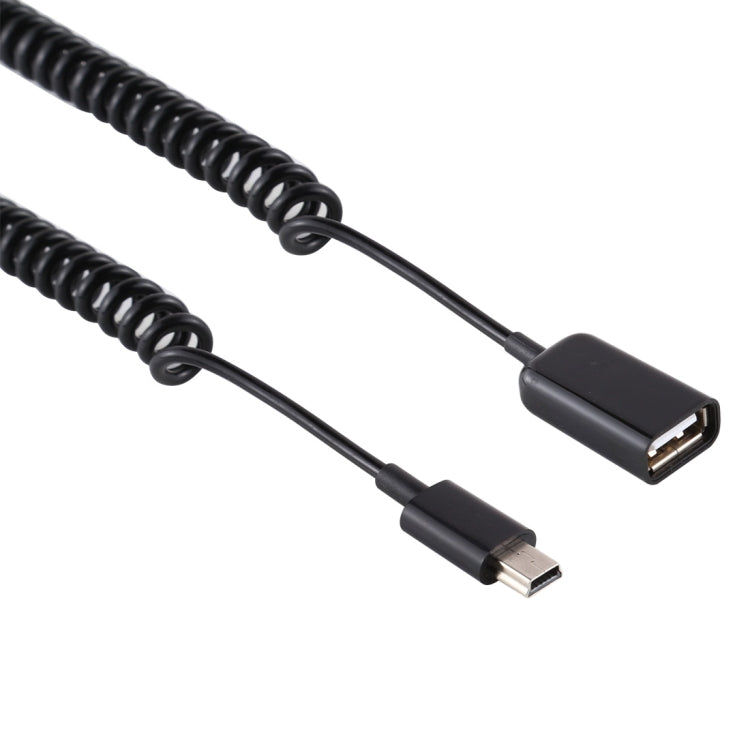 Mini 5 Pin Male to USB Female Laptop Spring Charging Cable, Mini 5 Pin Male to USB Female