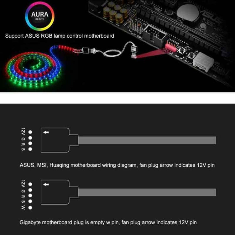 3 Pin 5V 1 to 4 Motherboard AURA RGB PC Cooling Extension Cable for Asus, 1 to 4