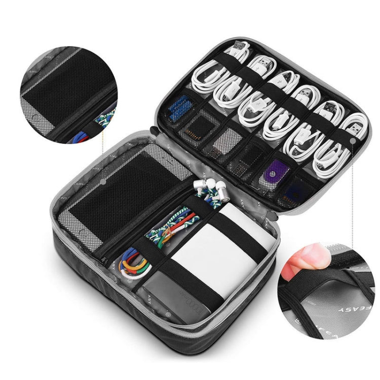 Multi-functional Headphone Charger Data Cable Storage Bag Portable Power Pack, Size: L, 25 x 18 x 7cm, 25 x 18 x 7cm (Black)
