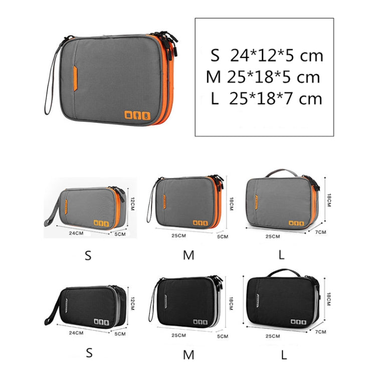 Multi-functional Headphone Charger Data Cable Storage Bag Portable Power Pack, Size: L, 25 x 18 x 7cm, 25 x 18 x 7cm (Black)