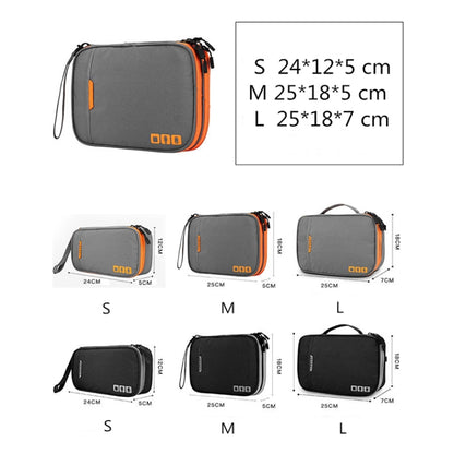Multi-functional Headphone Charger Data Cable Storage Bag Portable Power Pack, Size: L, 25 x 18 x 7cm, 25 x 18 x 7cm (Black)