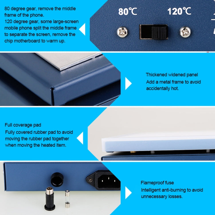 Kaisi K-816 Constant Temperature Heating Plate LCD Screen Open Separator Desoldering Station With Silicone Pad, US Plug, Kaisi K-816 US Plug, Kaisi K-816 EU Plug
