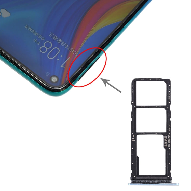 SIM Card Tray + SIM Card Tray + Micro SD Card Tray for Huawei Enjoy 10 / Honor Play 3, For Huawei Enjoy 10 (Dark Blue), For Huawei Enjoy 10, For Huawei Enjoy 10(Purplish Red)