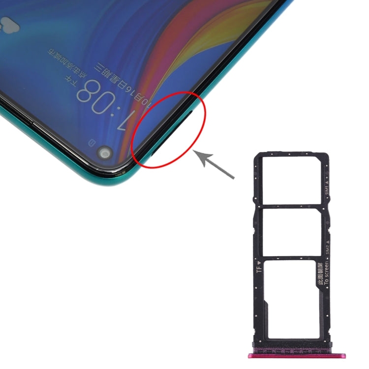 SIM Card Tray + SIM Card Tray + Micro SD Card Tray for Huawei Enjoy 10 / Honor Play 3, For Huawei Enjoy 10 (Dark Blue), For Huawei Enjoy 10, For Huawei Enjoy 10(Purplish Red)