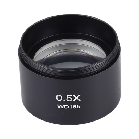 Stereo Microscopes Auxiliary Objective Lens Barlow Lens Magnifier 0.5X WD165, 0.5X WD165