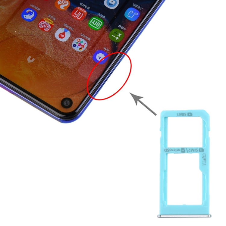 For Samsung Galaxy A60 SIM Card Tray + SIM Card Tray / Micro SD Card Tray, For Samsung Galaxy A60 (Baby Blue), For Samsung Galaxy A60