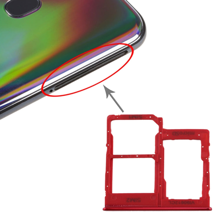 For Galaxy A40 SIM Card Tray + SIM Card Tray + Micro SD Card Tray, For Samsung Galaxy A40 (Dark Blue), For Samsung Galaxy A40, For Galaxy A40(Red), For Galaxy A40