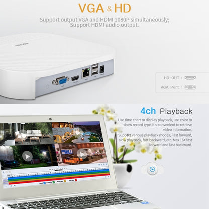 ESCAM PVR204 1080P 4CH+2CH ONVIF NVR Digital Video Recorder with 2CH Cloud Channel for IP Camera System, PVR204