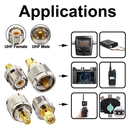4 in 1 UHF To SMA RF Coaxial Connector Adapter, UHF To SMA