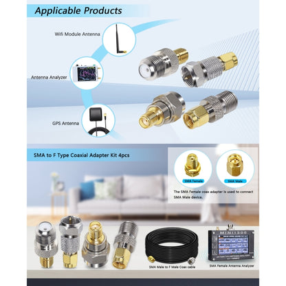 4 in 1 F To SMA RF Coaxial Connector Adapter, F To SMA