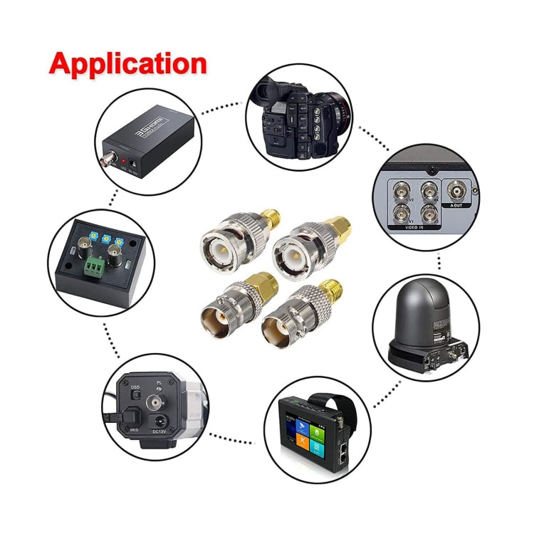 4 in 1 BNC To SMA RF Coaxial Connector Adapter, BNC To SMA