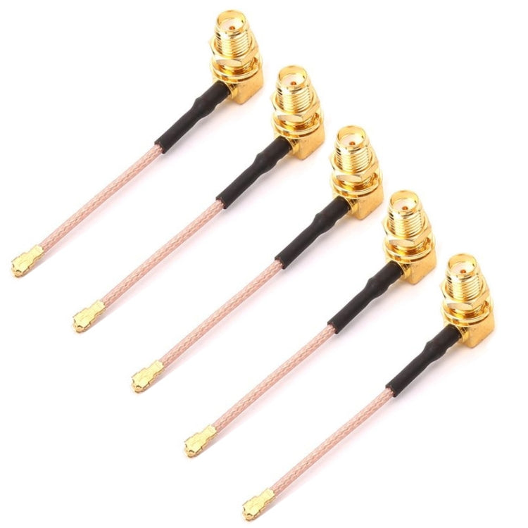 5 PCS RG178 Ufl / IPX / IPEX to SMA Female Adapter Braid Cable, Length: 5cm, 5cm Elbow