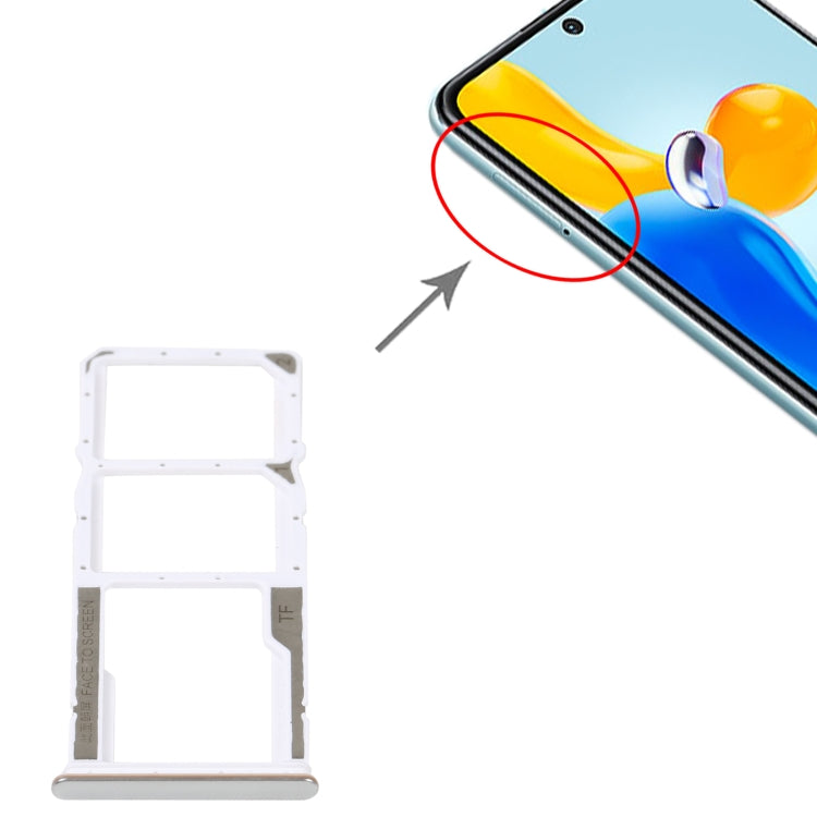 SIM Card Tray + SIM Card Tray + Micro SD Card Tray For Xiaomi Redmi Note 11S 5G, For Xiaomi Redmi Note 11S 5G