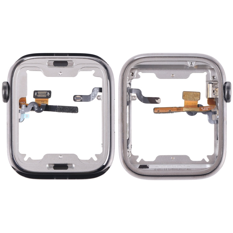 For Apple Watch Series 7 45mm Stainless Steel Middle Frame Bezel Plate with Loudspeaker / Power / Rotating Shaft Flex Cable, Series 7 45mm