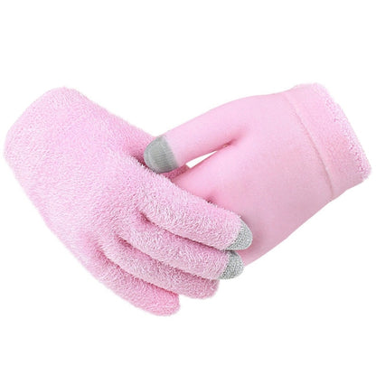 2 PCS Feather Yarn Touch Screen Gloves Outdoor Full Finger Gloves, Feather Yarn