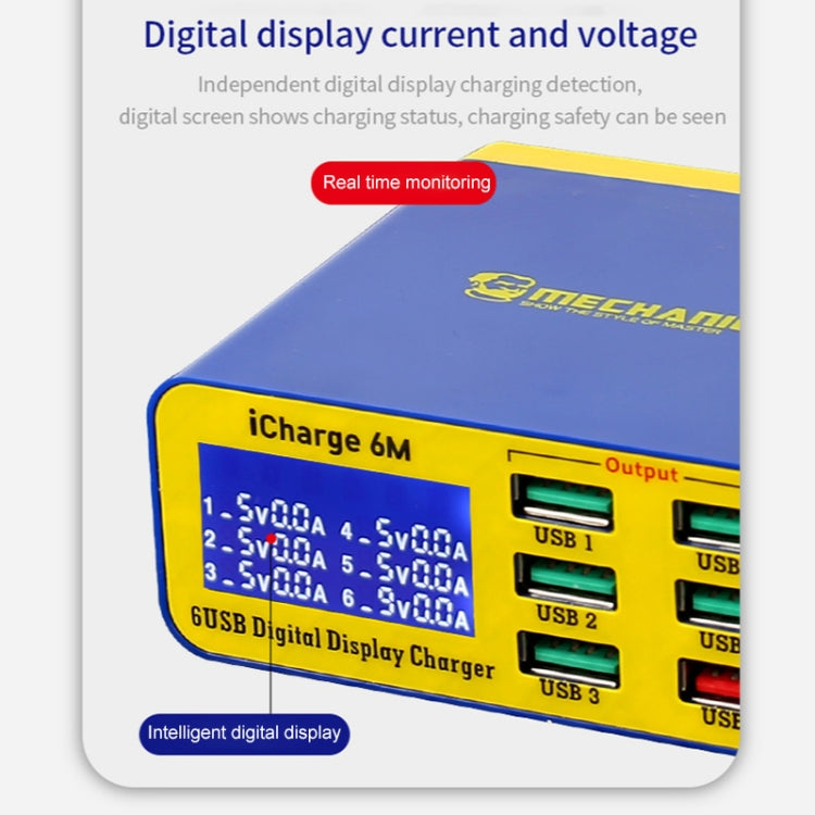 Mechanic icharge 6M QC 3.0 USB Smart Charger Support Fastcharging With LCD, EU Plug, icharge 6M