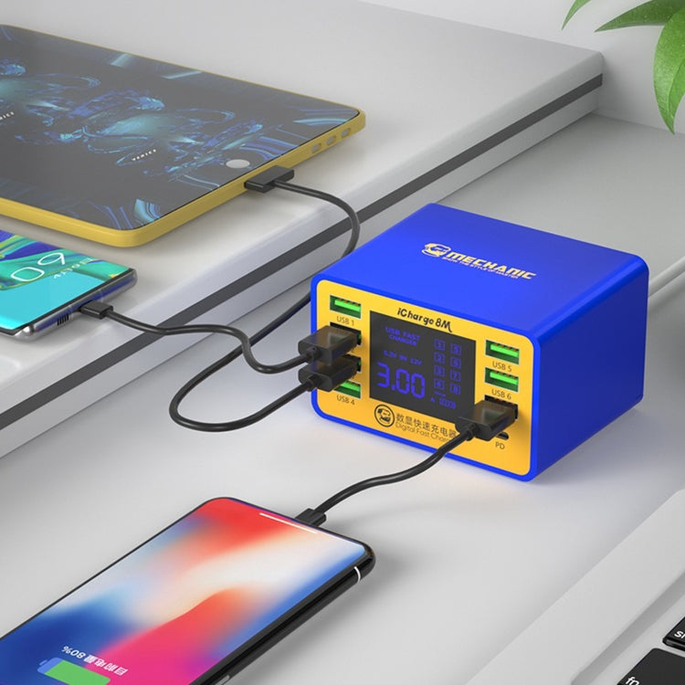 Mechanic icharge 8M QC 3.0 USB Smart Charger Support Fastcharging With LCD, EU Plug, icharge 8M