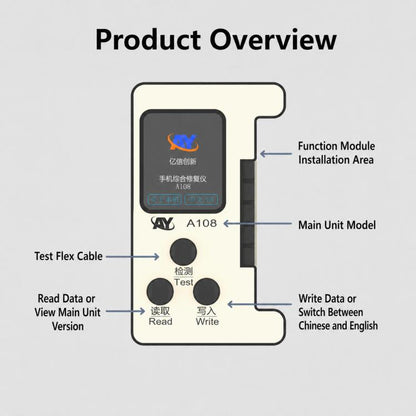 AY A108 Multi-function Dot Matrix Battery Repair Programmer for iPhone 8-16 Pro Max, A108 for iPhone 8-16 Pro Max