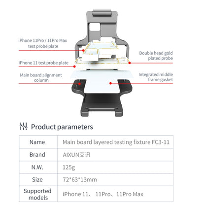 Aixun FC3-11 Mainboard Layered Testing Fixture for iPhone 11/11 Pro/11Pro Max, Aixun FC3-11