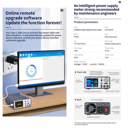 AIXUN P2408 Intelligent Voltage Regulator Power Supply, EU Plug, P2408 EU Plug, P2408 US Plug