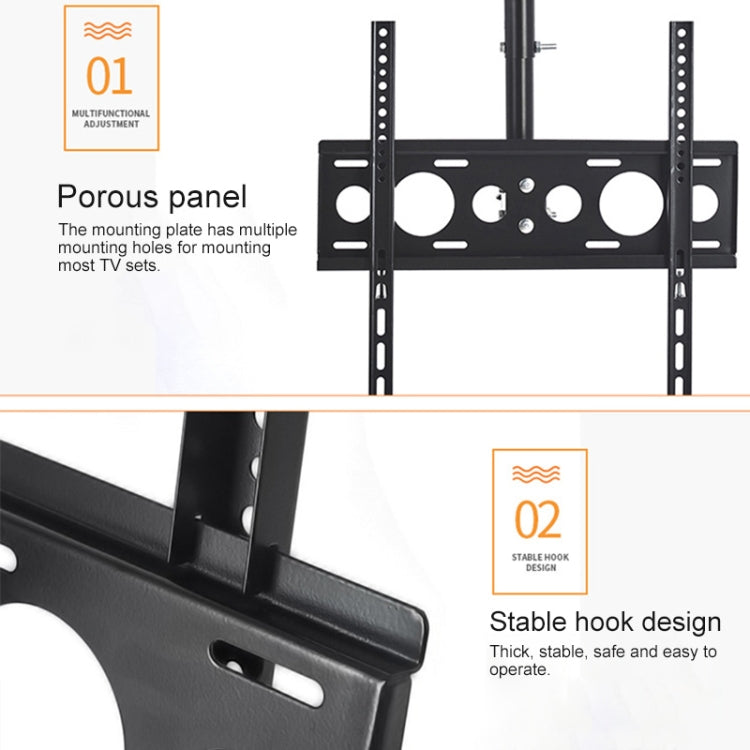 14-42 inch Universal Height & Angle Adjustable Single Screen TV Wall-mounted Ceiling Dual-use Bracket, Retractable Range: 0.5-2m, 14-42 inch