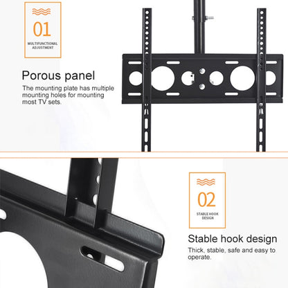 26-60 inch Universal Height & Angle Adjustable Single Screen TV Wall-mounted Ceiling Dual-use Bracket, Retractable Range: 0.5-1m, 26-60 inch
