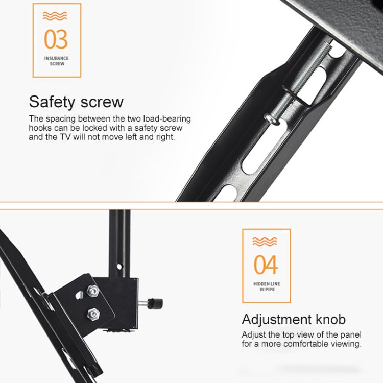 26-60 inch Universal Height & Angle Adjustable Single Screen TV Wall-mounted Ceiling Dual-use Bracket, Retractable Range: 0.5-1m, 26-60 inch