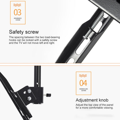 26-60 inch Universal Height & Angle Adjustable Single Screen TV Wall-mounted Ceiling Dual-use Bracket, Retractable Range: 0.5-1m, 26-60 inch
