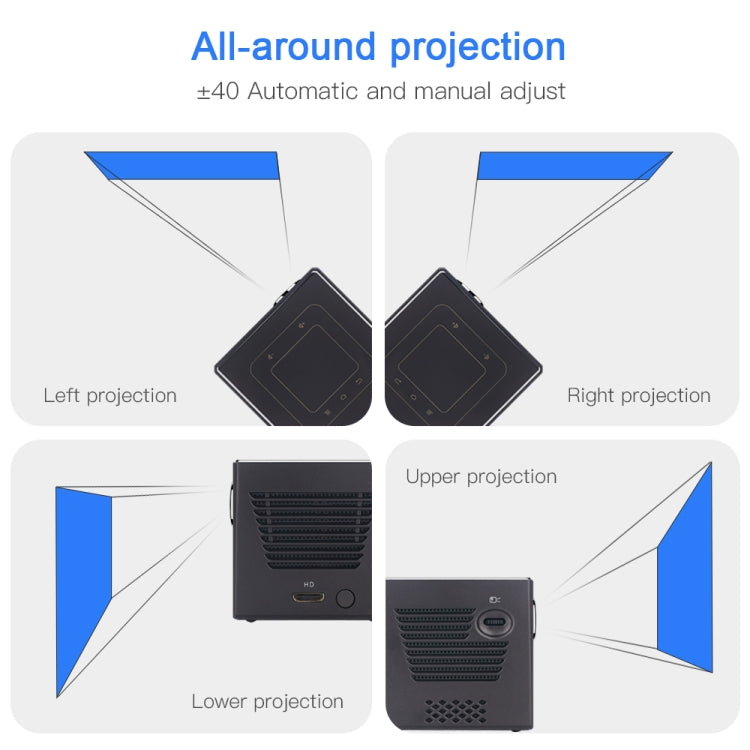 C80 DLP portable HD Projector 120-inch Giant Screen Projector Blu-ray 4K, Android 7.1.2, 2GB + 16GB, US Plug, AU Plug
