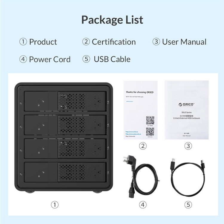 ORICO 9548U3-BK 3.5-Inch Multi-Bay Hard Drive Enclosure