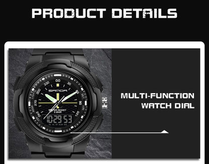 Sanda 3004 Electronic Watch Movement Men Watch Outdoor Sports Luminous Waterproof Multi-Function Watch