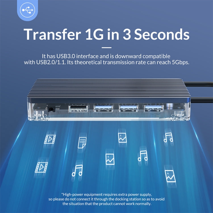 ORICO WB-6RJ 6 in 1 Type-C Transparent HUB, WB-6RJ